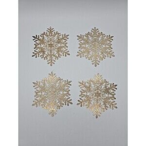 Vintage 1983 Shaklee Corp HOLIDAY ORNAMENT Silver Snowflake 5" X 5" Set of 4